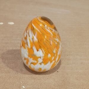 Paperweight Orange and White Swirl Art Glass Accent
